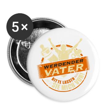 Family Design werdender Vater Farbset 2 - Buttons klein 25 mm (5er Pack) - Weiß - Vorne
