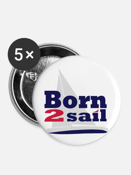 Born to sail - Buttons klein 25 mm (5er Pack) - Weiß