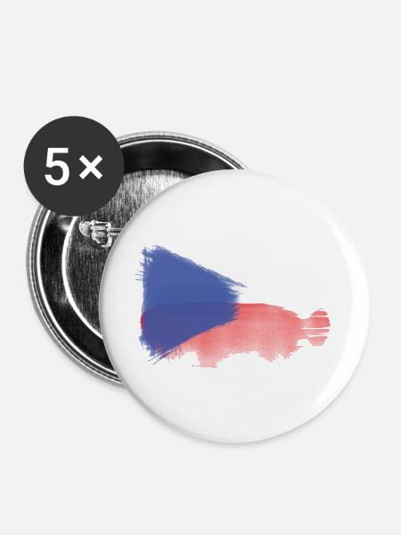 Tschechische flagge - Buttons klein 25 mm (5er Pack) - Weiß