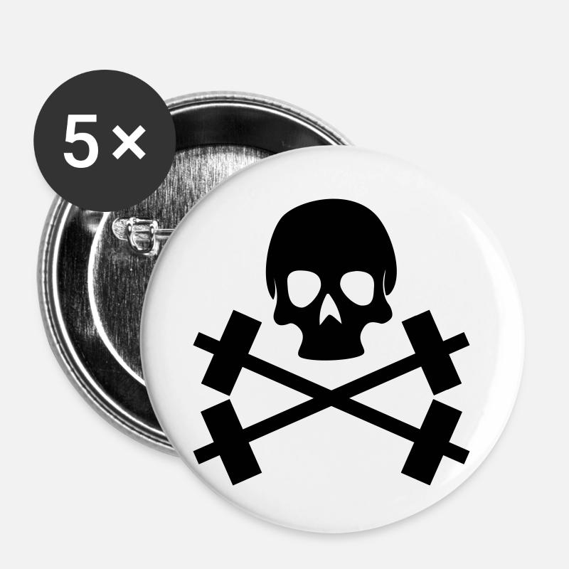 skull - Lot de 5 petits badges (25 mm) - blanc
