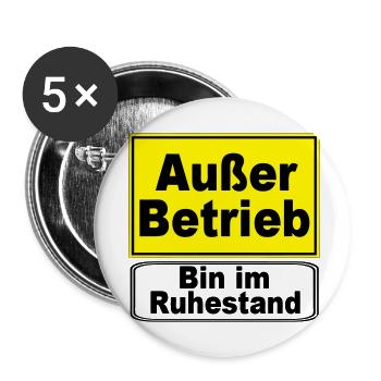 Rente Rentner Außer Betrieb,Ruhestand(25) - Buttons klein 25 mm (5er Pack) - Weiß - Vorne
