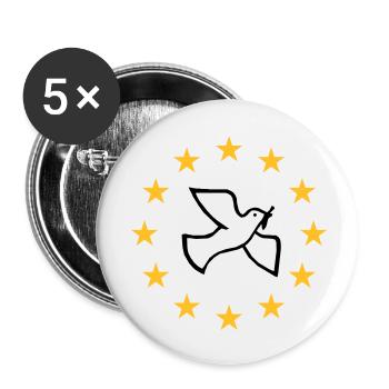 Europäische Friedenstaube - Buttons klein 25 mm (5er Pack) - Weiß - Vorne