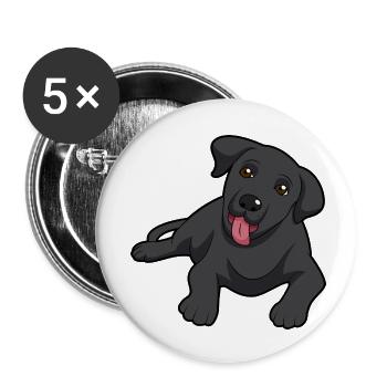 black labrador Dog - Buttons small 1''/25 mm (5-pack) - white - Front