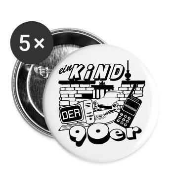 90er Party , Mottoparty , Ein Kind der 90er (25) - Buttons klein 25 mm (5er Pack) - Weiß - Vorne