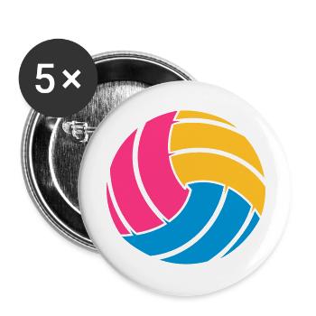 Le ballon de volley-ball - Lot de 5 petits badges (25 mm) - blanc - Devant