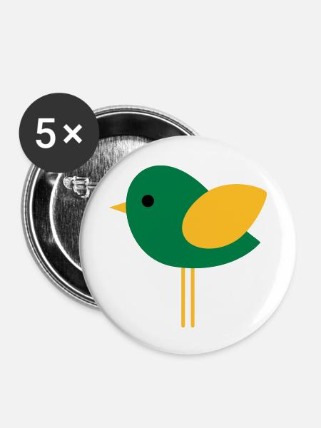 Vogel - Buttons klein 25 mm (5er Pack) - Weiß