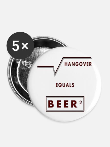 BEER - Buttons klein 25 mm (5er Pack) - Weiß