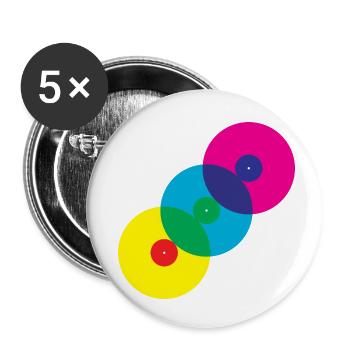 Vinyl Records (Diagonal) - Buttons small 1''/25 mm (5-pack) - white - Front