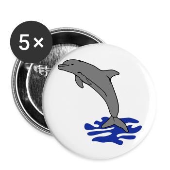 springender Delphin Delfin jumping dolphin - Buttons klein 25 mm (5er Pack) - Weiß - Vorne