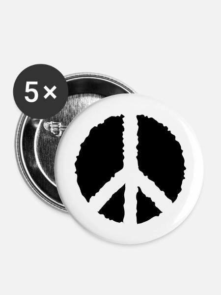 PEACE PEACE- - Buttons klein 25 mm (5er Pack) - Weiß