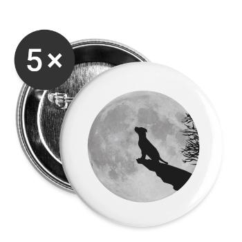 Full moon Cliff dog puppy puppy werewolf howl - Buttons small 1''/25 mm (5-pack) - white - Front