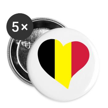Belgische Herz - Buttons klein 25 mm (5er Pack) - Weiß - Vorne