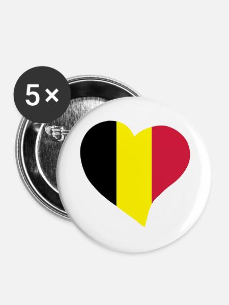 Belgische Herz - Buttons klein 25 mm (5er Pack) - Weiß