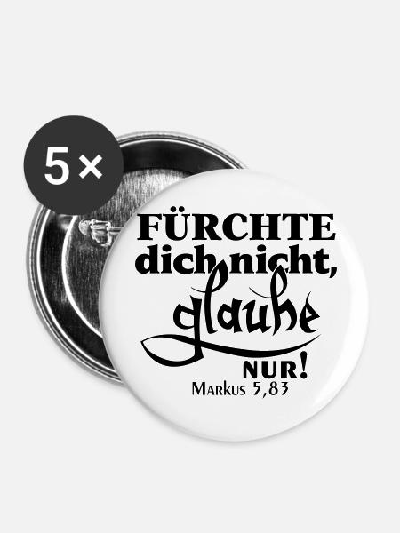 Markus 5,83 Bibelvers - Buttons klein 25 mm (5er Pack) - Weiß
