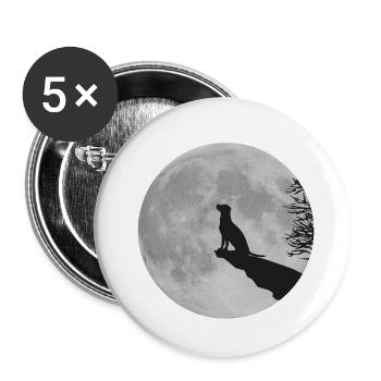 Vollmond Klippe Hund Dog Labrador Werwolf heulen - Buttons small 1''/25 mm (5-pack) - white - Front