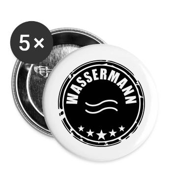 Sternzeichen Wassermann - Buttons klein 25 mm (5er Pack) - Weiß - Vorne