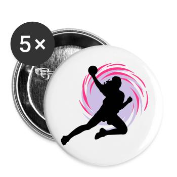 Wirbel Handballerin - Buttons klein 25 mm (5er Pack) - Weiß - Vorne