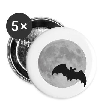 Moon bat full moon Halloween night flying fox - Buttons small 1''/25 mm (5-pack) - white - Front