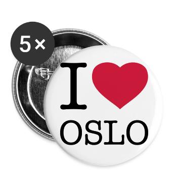 I LOVE OSLO Norway - Buttons small 1''/25 mm (5-pack) - white - Front