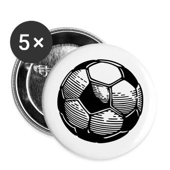 Ballon de foot - Lot de 5 petits badges (25 mm) - blanc - Devant