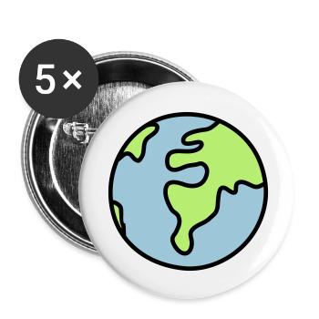 Globus - Welt - Buttons klein 25 mm (5er Pack) - Weiß - Vorne
