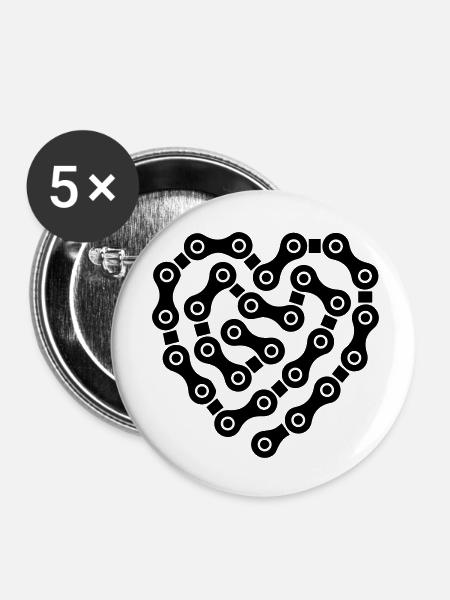 Fahrradkette - Buttons klein 25 mm (5er Pack) - Weiß