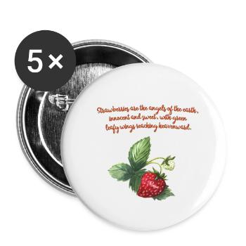 Strawberries- Erdbeeren - Buttons klein 25 mm (5er Pack) - Weiß - Vorne