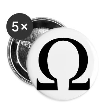 omega greek - Lot de 5 petits badges (25 mm) - blanc - Devant