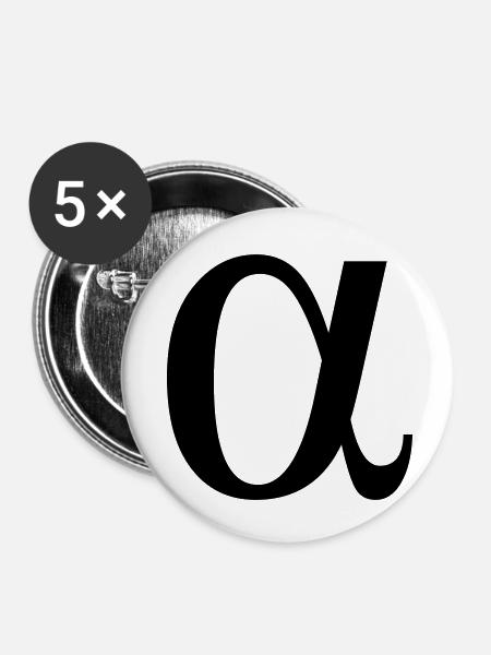 alpha greek - Buttons klein 25 mm (5er Pack) - Weiß