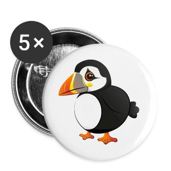 Papageitaucher - Puffin - Buttons klein 25 mm (5er Pack) - Weiß - Vorne