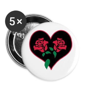 Retro roses tattoo inspired by Patjila - Buttons small 1''/25 mm (5-pack) - white - Front