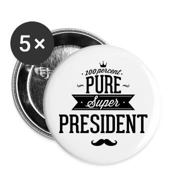 100 % super président - Lot de 5 petits badges (25 mm) - blanc - Devant