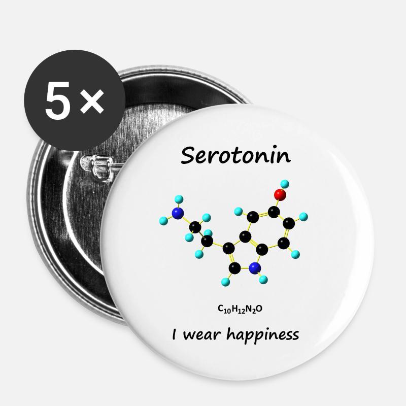 Serotonin - Buttons klein 25 mm (5er Pack) - Weiß
