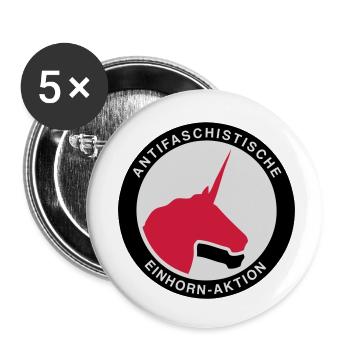 Antifaschistische Einhorn-Aktion - Buttons klein 25 mm (5er Pack) - Weiß - Vorne