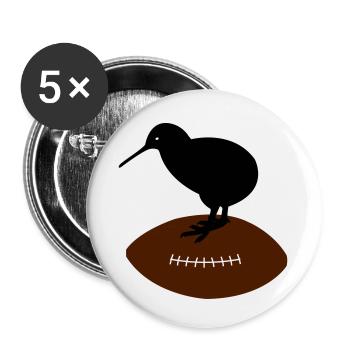 Kiwi Rugby - Lot de 5 petits badges (25 mm) - blanc - Devant