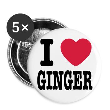 J'aime Ginger - Lot de 5 petits badges (25 mm) - blanc - Devant