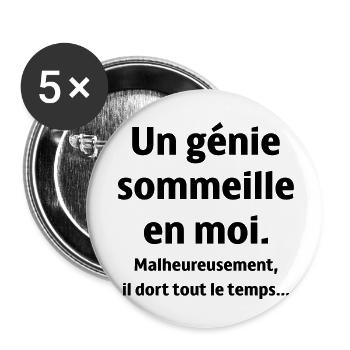 un génie - Lot de 5 petits badges (25 mm) - blanc - Devant