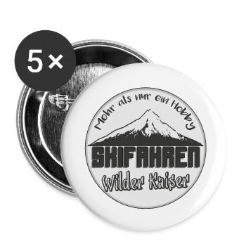 Wilder Kaiser - Skifahren - Buttons klein 25 mm (5er Pack) - Weiß - Vorne