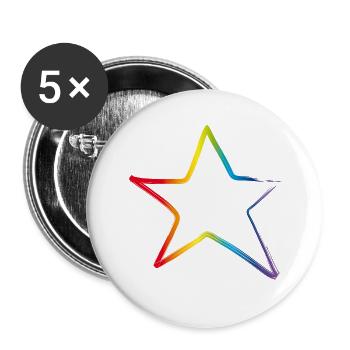 Star Star Star Rainbow Outline CSD comédie musicale gay - Lot de 5 petits badges (25 mm) - blanc - Devant