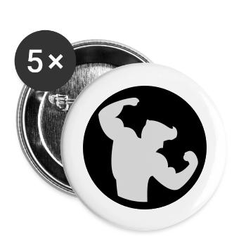 Bodybuilding Muskelprotz 2farbig - Buttons klein 25 mm (5er Pack) - Weiß - Vorne