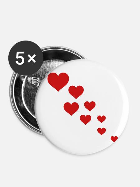 hearts - Buttons klein 25 mm (5er Pack) - Weiß
