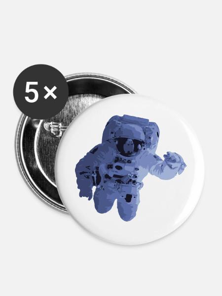 Astronaut - Buttons klein 25 mm (5er Pack) - Weiß