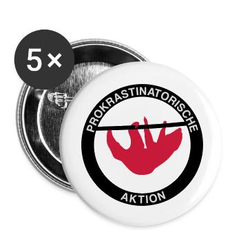 Prokrastinatorische Aktion - Buttons klein 25 mm (5er Pack) - Weiß - Vorne