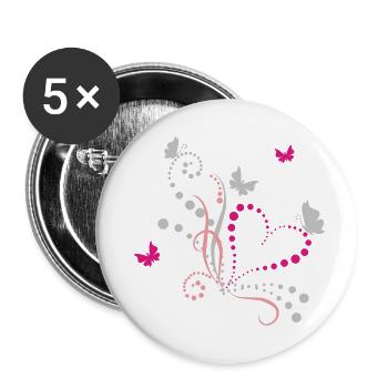 Papillons de jour - Lot de 5 petits badges (25 mm) - blanc - Devant