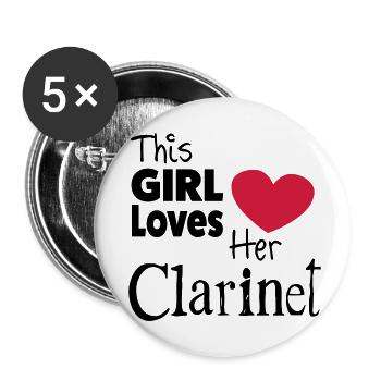 This Girl Loves Her Clarinet - Lot de 5 petits badges (25 mm) - blanc - Devant