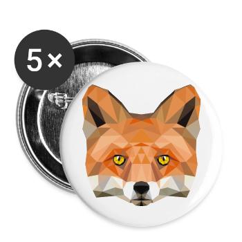 fox poly vixen fox illustration low poly head - Buttons small 1''/25 mm (5-pack) - white - Front