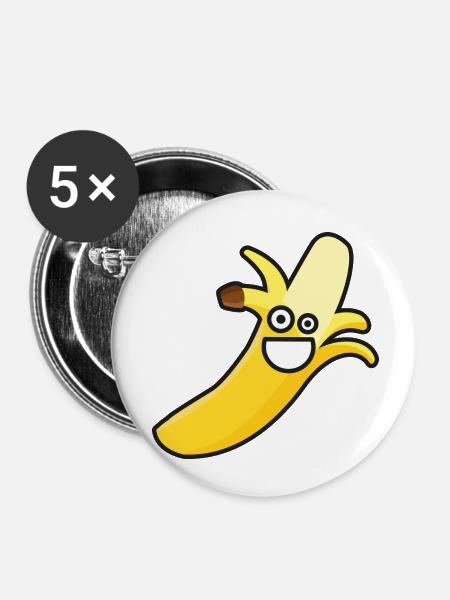Banane - Buttons klein 25 mm (5er Pack) - Weiß