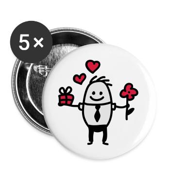 valentine - Lot de 5 petits badges (25 mm) - blanc - Devant
