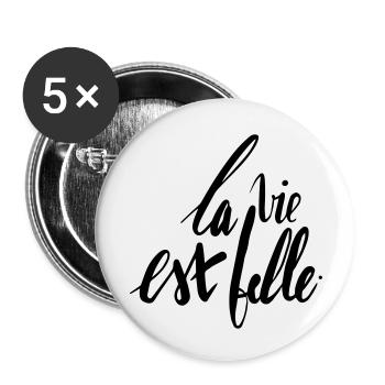 DAS LEBEN IST WUNDERSCHOEN - Buttons klein 25 mm (5er Pack) - Weiß - Vorne