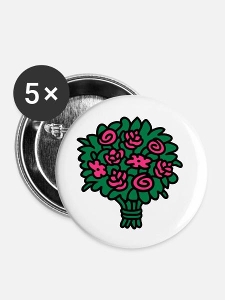Blumenstrauß 3 - Buttons klein 25 mm (5er Pack) - Weiß
